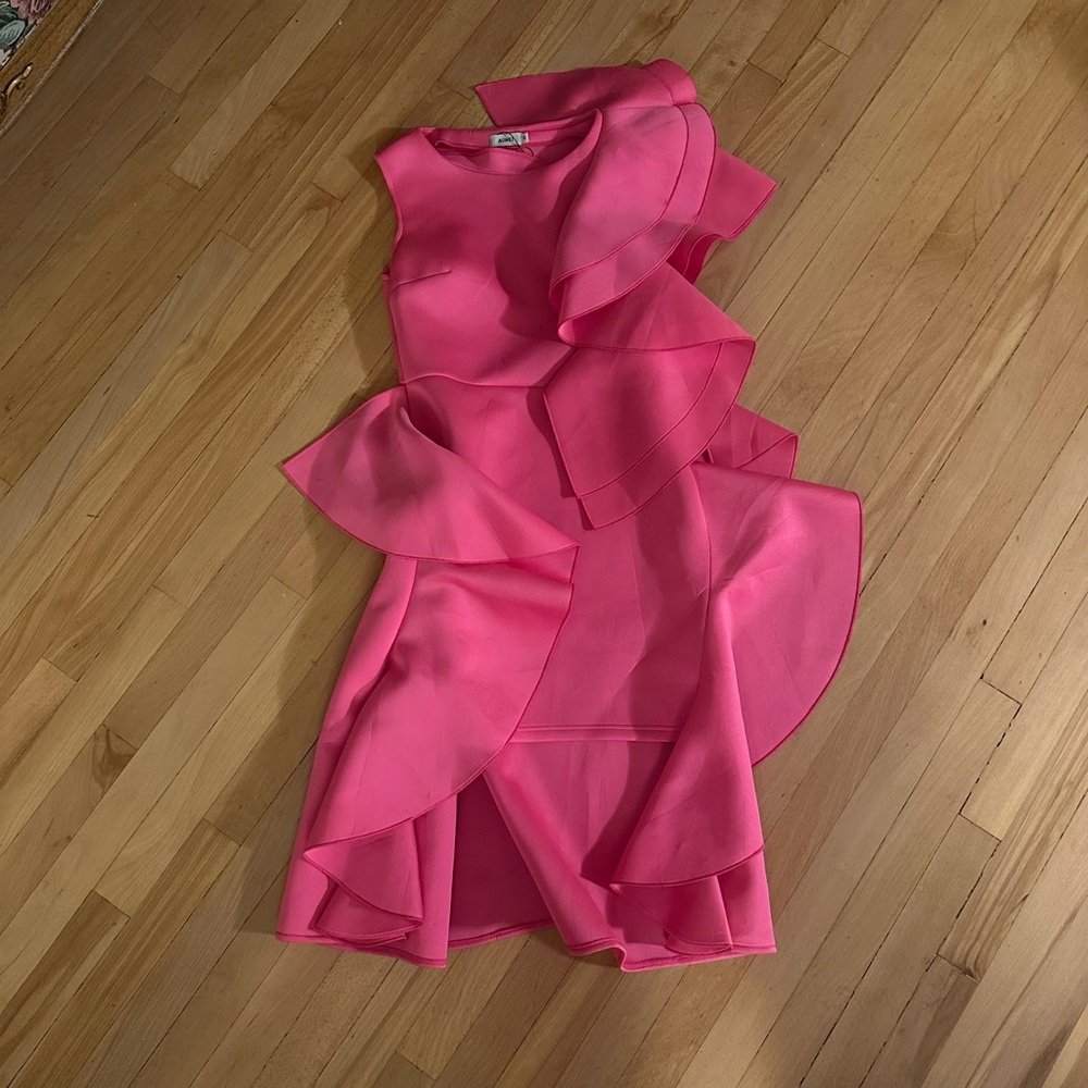 Elegant Pink Ruffle Mini Dress